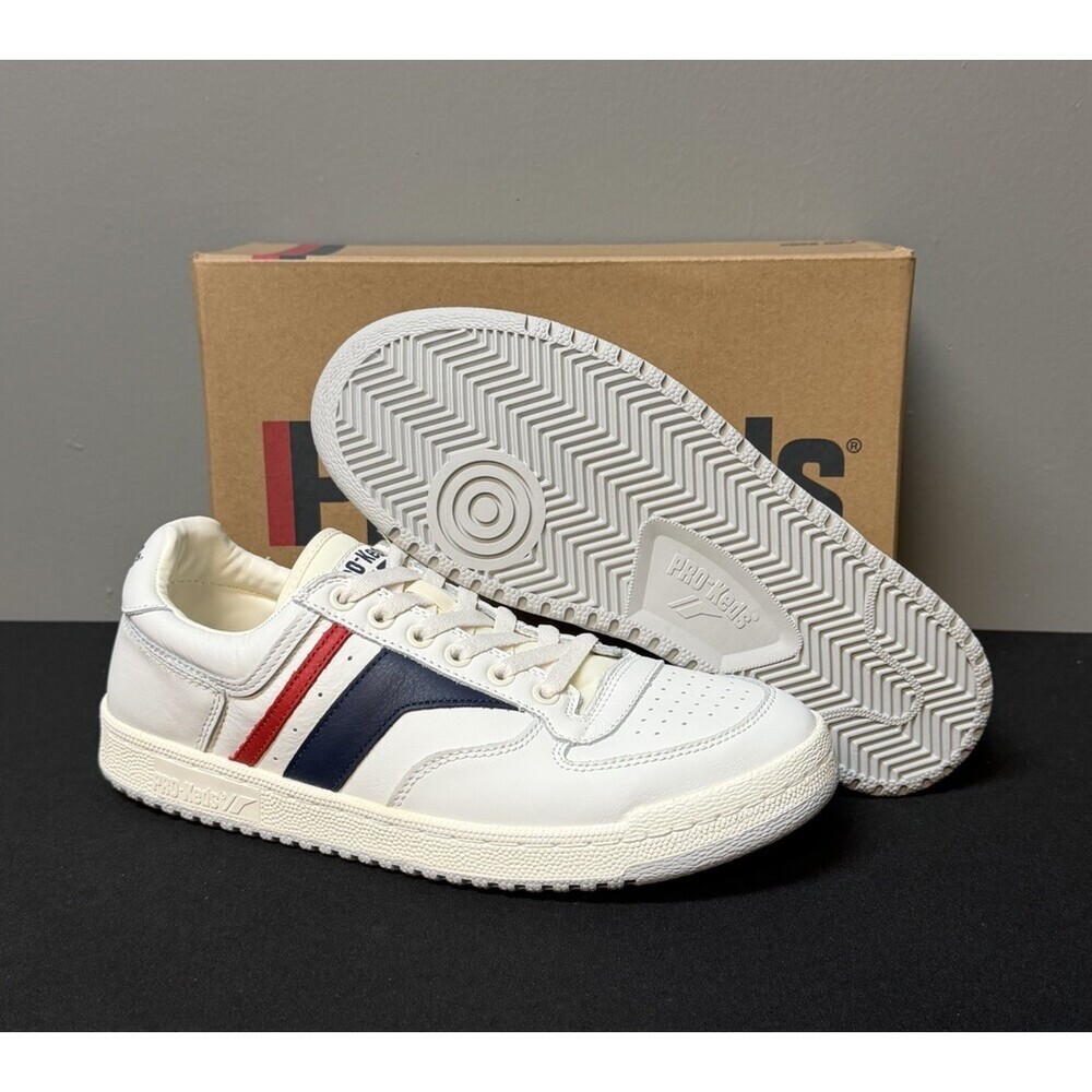 Pro-Keds Skyhawk Men's Size 9.5 (M) White/Blue/Red Low Top Leather Sneakers NWT